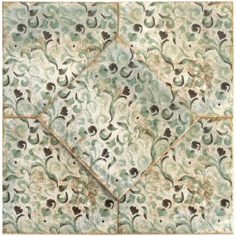 Angela Harris Dunmore 8x8 Polished Hand Painted Look Ceramic Tile