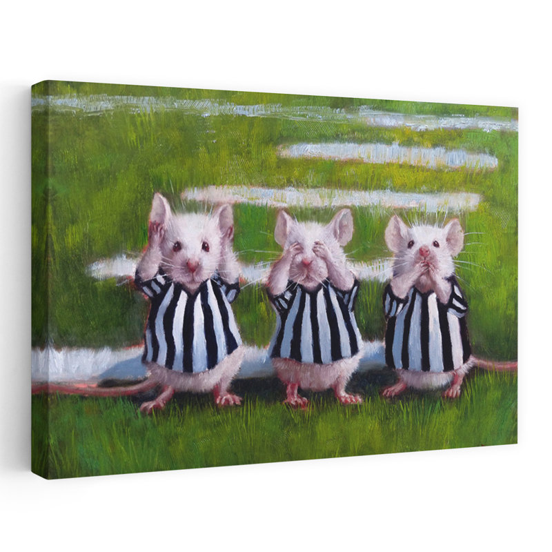 Three Blind Mice - animaux de sport fantaisie urbaine et pop surréalisme, H 40 po x l 60 po