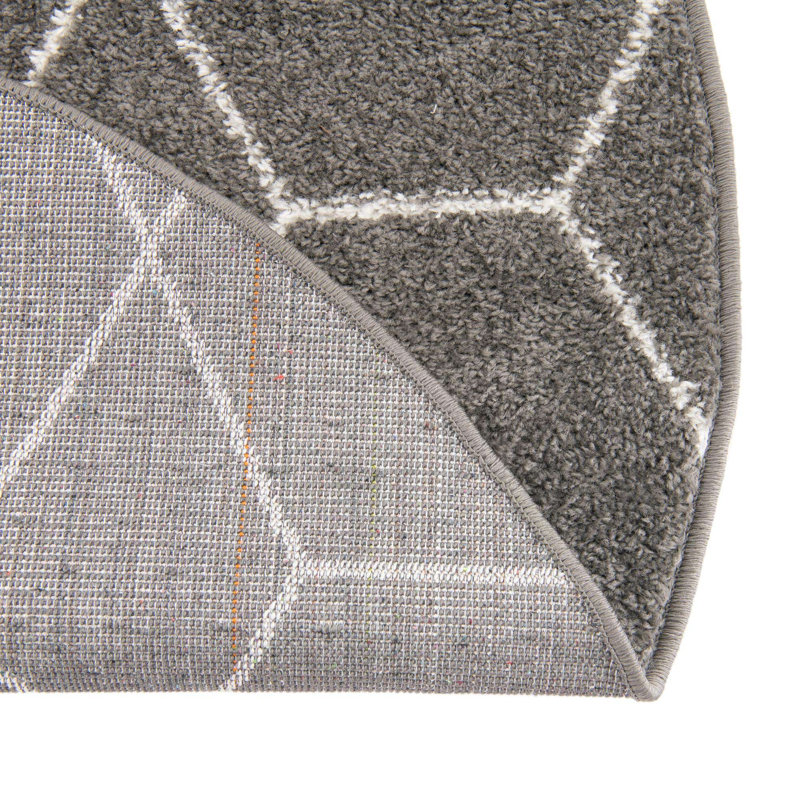 Tapis géométrique Debrodie, Ovale 5 pi 3 po x 8 pi, Gris foncé