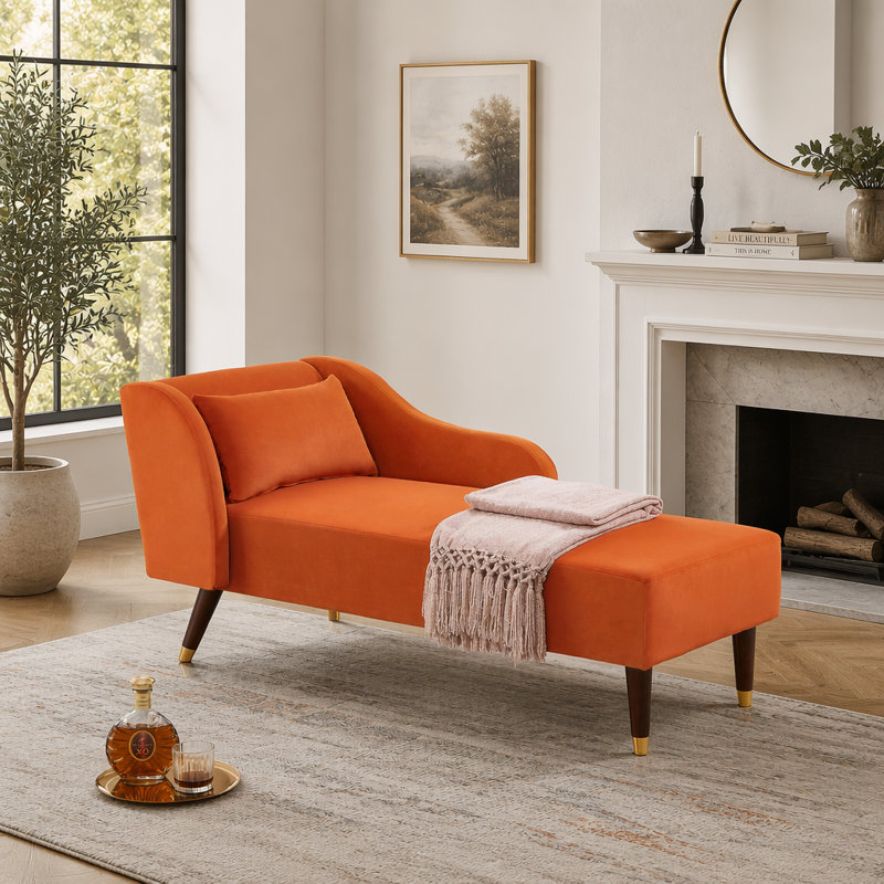 Chaise longue moderne avec revêtement en velours et confort luxueux, parfaite pour une décoration intérieure élégante