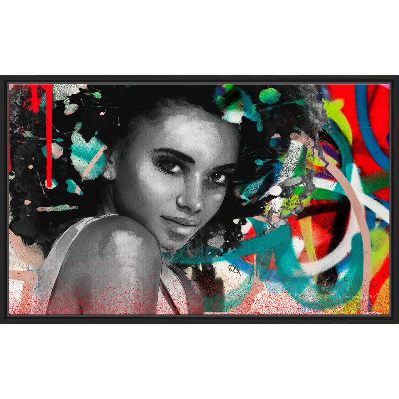 «Afrique Model 6 (Horizontal)» par Jodi - impression, H 31,5 po x l 51,5 po x P 2 po, Cadre flottant noir