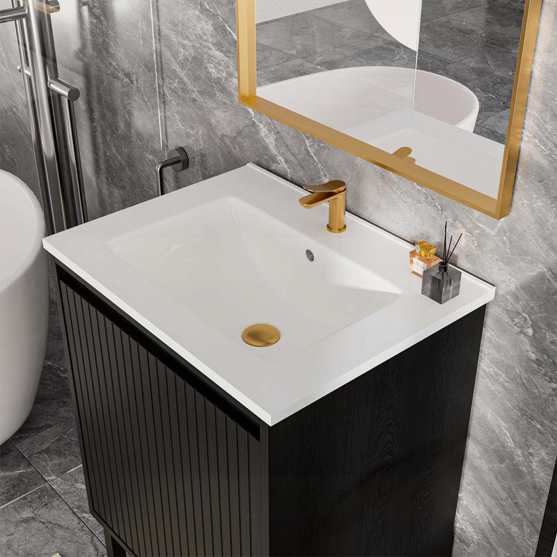 Meuble-lavabo moderne avec lavabo, 23", Noir