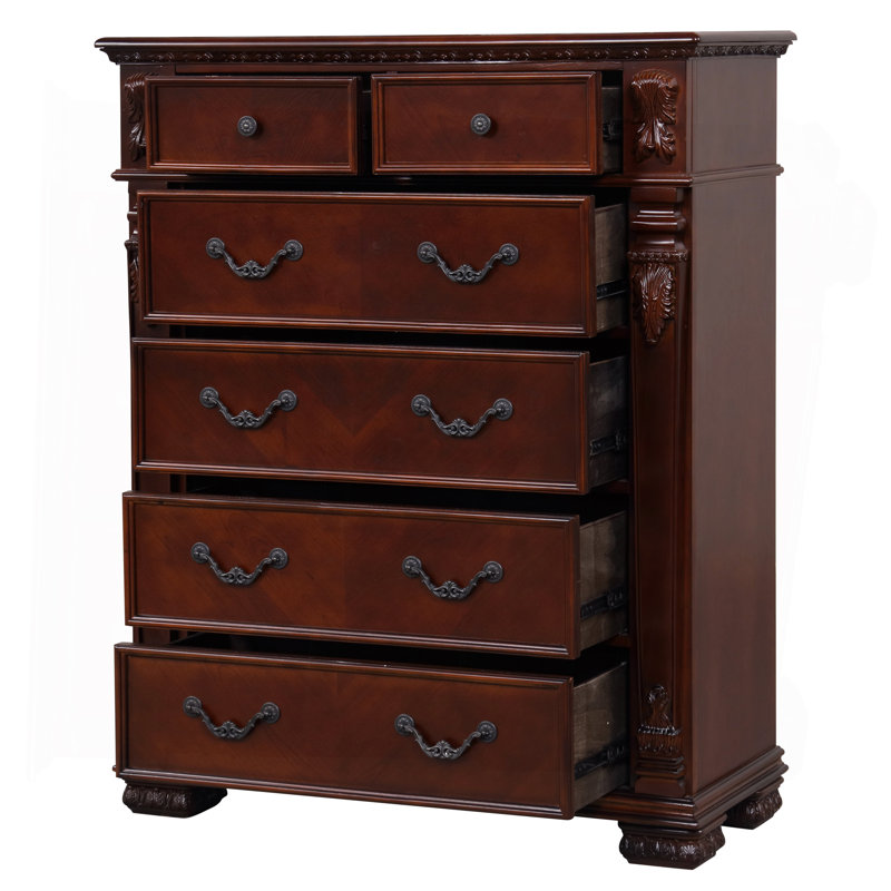 Commode 6 tiroirs Lyndon G09400-CH, cerise