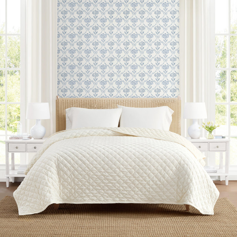 Martha Stewart Simone Solid Reversible Blanket, Queen, Light Beige