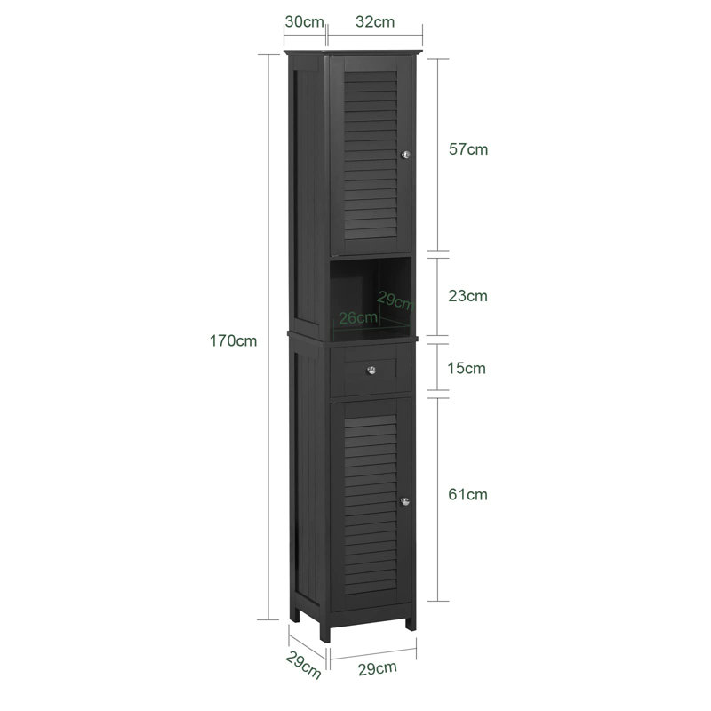 Lyonsdale Freestanding Linen Cabinet, Matte Black