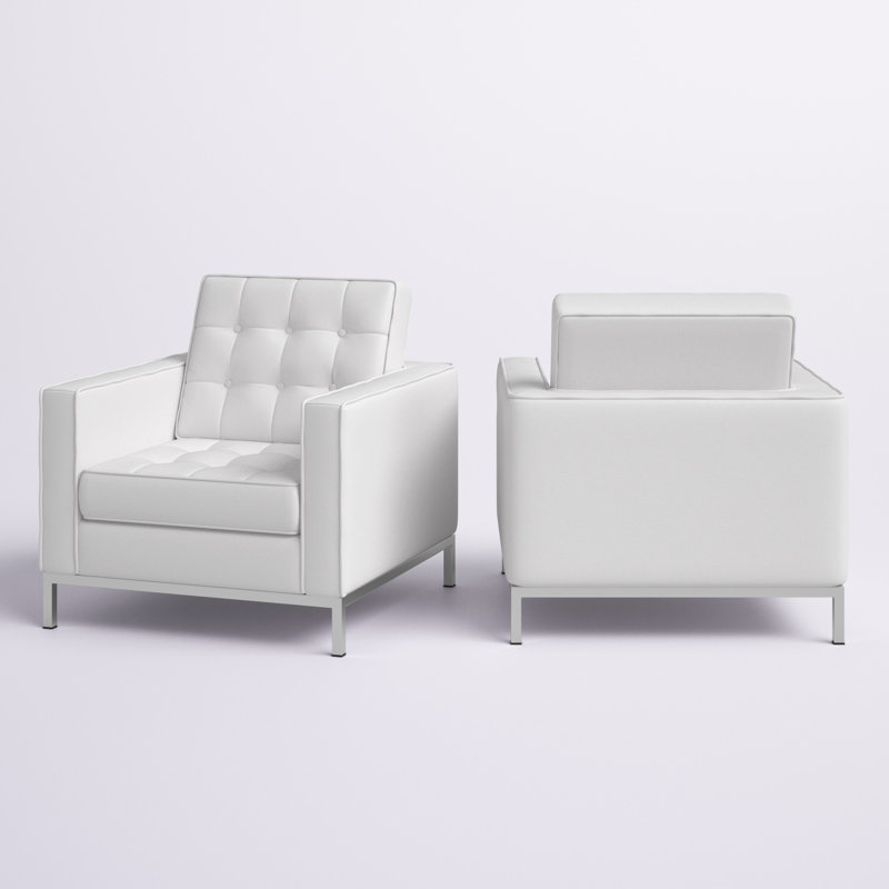 Ensemble de fauteuils en cuir Loft, Cuir véritable blanc