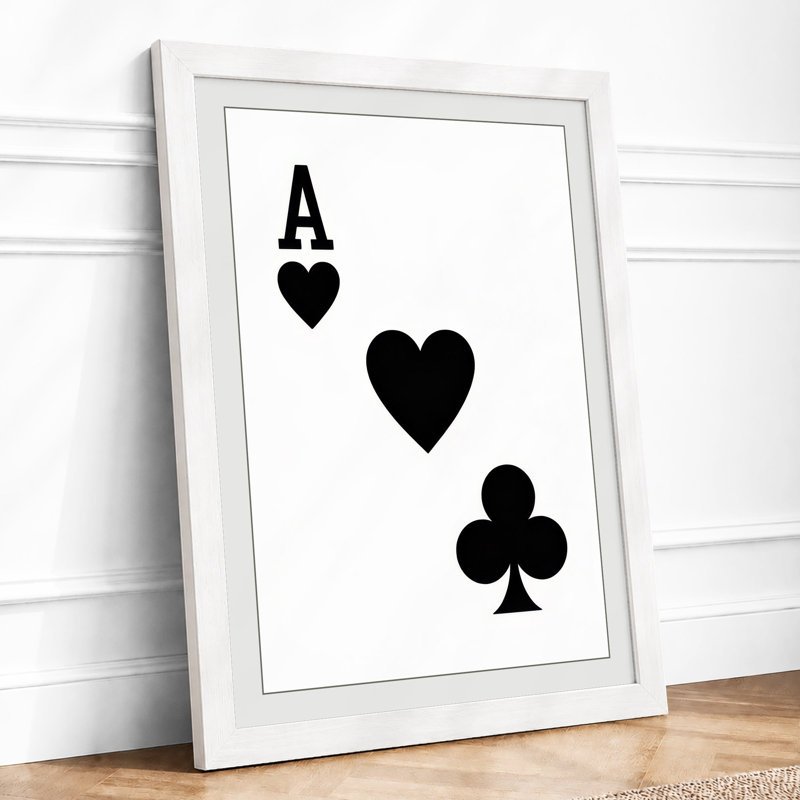 Ace and Hearts Geometric - Framed Print, A2 - 59.4 x 42.0 cm, White