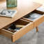 Table basse en bois massif naturel, 100 x 50 x 45 cm, deux tiroirs, structure solide, rangement pur à 100%, style élégant
