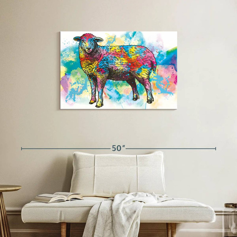 Éclaboussures de peinture de mouton, H 24 po x l 36 po