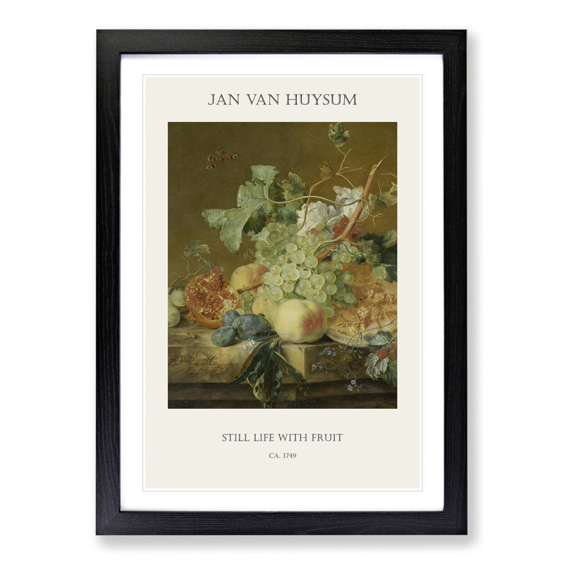 Still Life With Flowers And Fruit Vol.8 by Jan Van Huysum - Single Picture Frame Print, 65cm H x 48cm W x 2cm D, Black Framed
