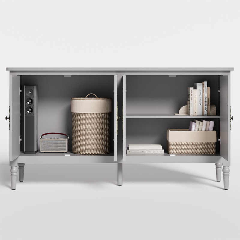 Collynns 59" W Sideboard Cabinet with Adjustable Shelves and 4 Door5, Gray