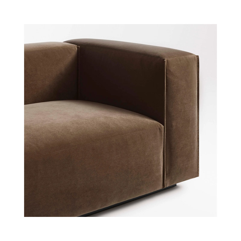 Petit canapé modulaire Cleon, Mélange de polyester café velours, Face à la droite