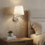 Applique murale câblée réglable noire moderne à deux lumières avec lampe de lecture à DEL de 3 W et abat-jour en tissu E26 pour le chevet-1705611008-1705611014