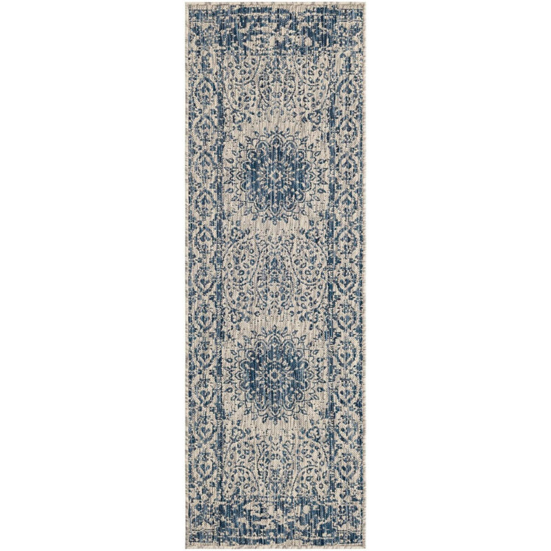 Tapis bleu Contemporary Hitchens, Tapis de couloir 2 pi x 6 pi 1 po
