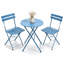 Ensemble 3 pièces de table bistro et chaises pliantes en acier, bleu-133665450
