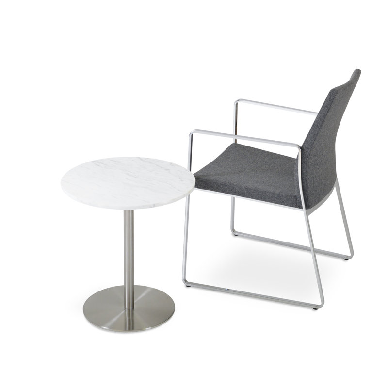 Pasha Sled Arm Chair, Chrome, Gray Leatherette