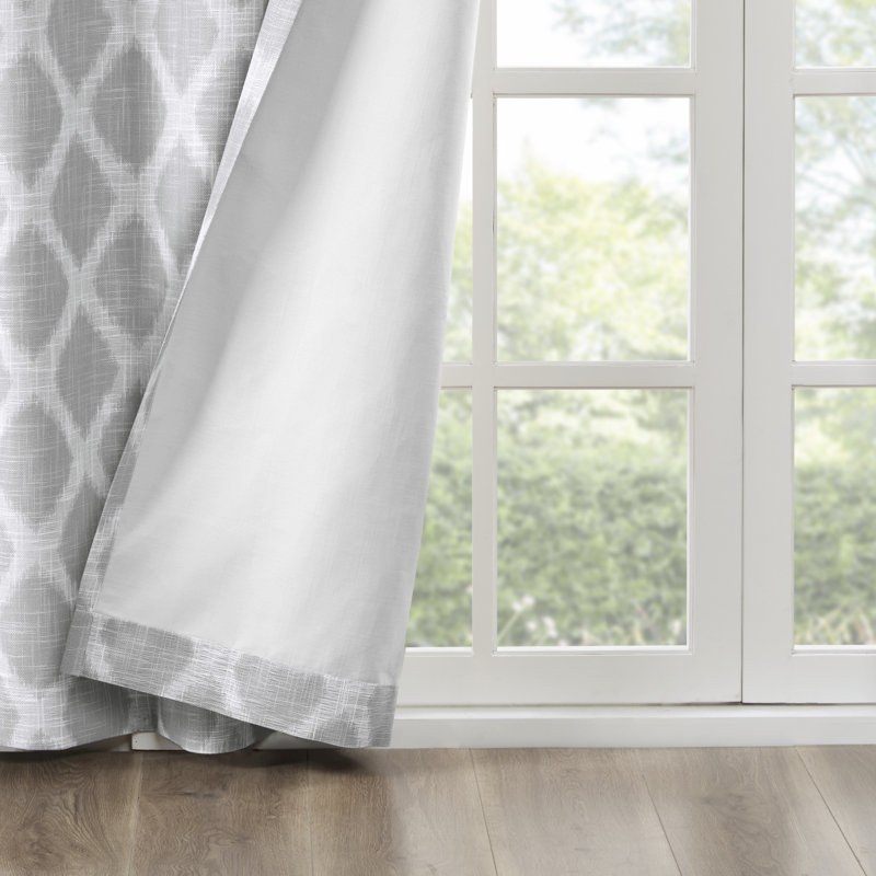 Gray Ikat Print Blackout Grommet Curtain Panel