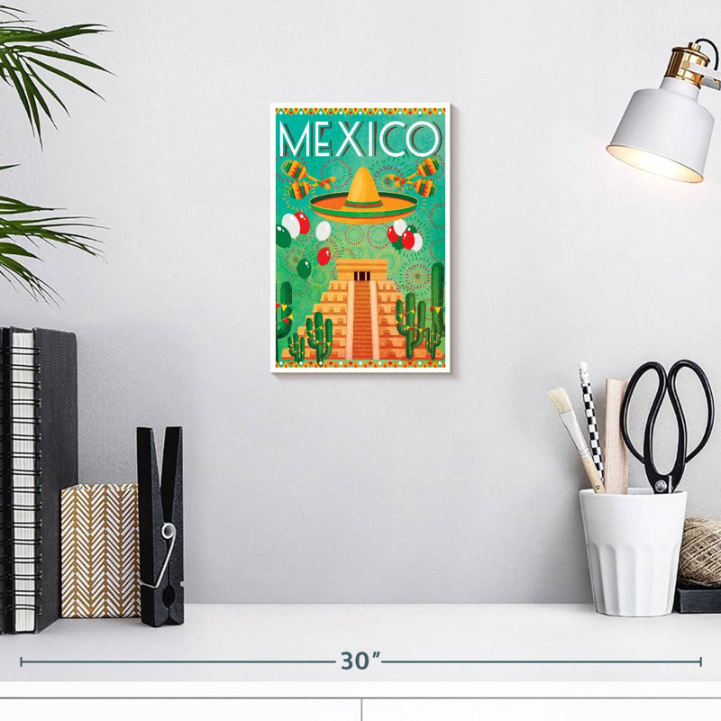 Affiche rétro Mexique, Mexique, H 12 po x l 8 po