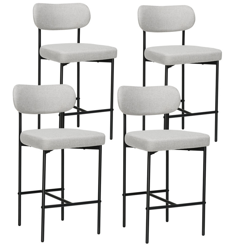 Tabourets de comptoir en tissu avec repose-pieds réglables, Tabouret de comptoir (siège d'une hauteur de 26 p, Beige, 4