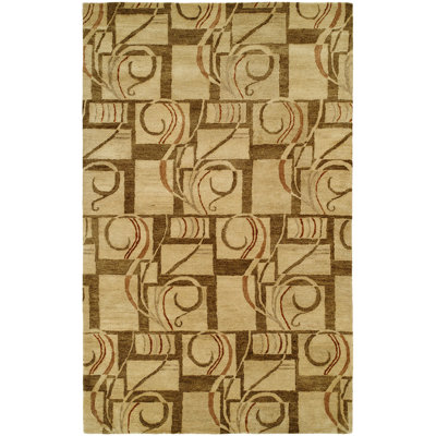 Wool Abstract Area Rug in Gold