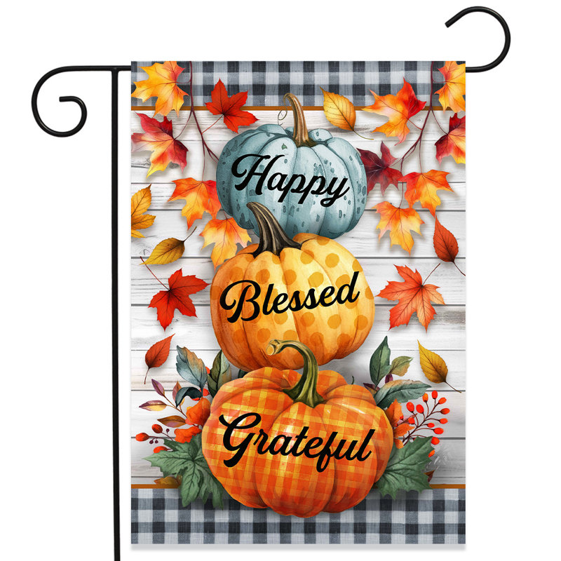 Drapeau de jardin «Happy Blessed Grateful»