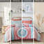 Grand lit avec draps - imprimé médaillon corail, doux, édredon corail, 2 taies décoratives standard, rembourrage-121409402-121409399