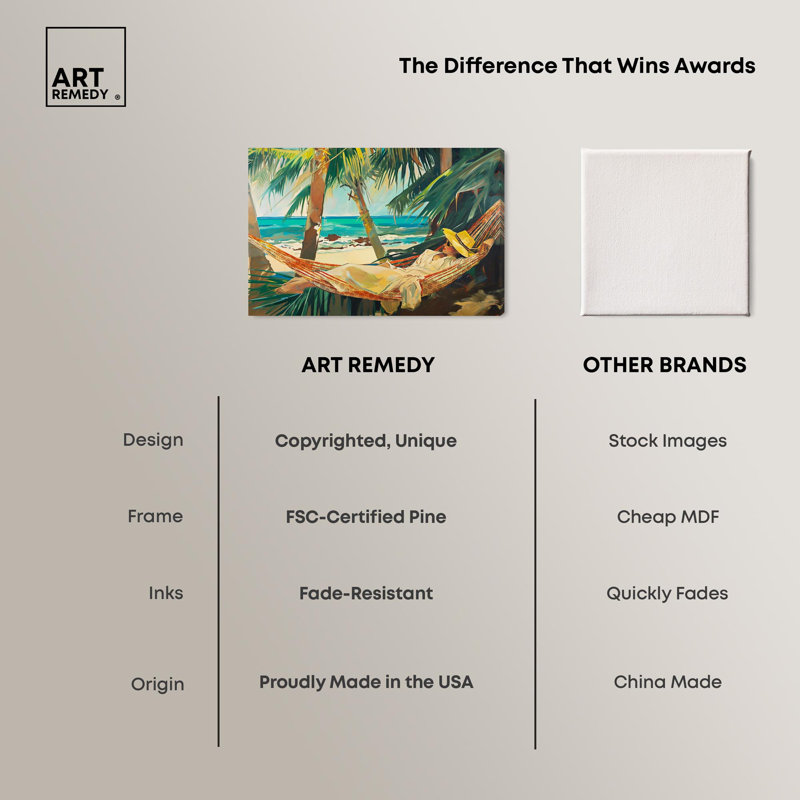 «On Her Hammock Canvas», art mural Glam Beach par Art Remedy, Toile tendue, H 16 po x l 24 po