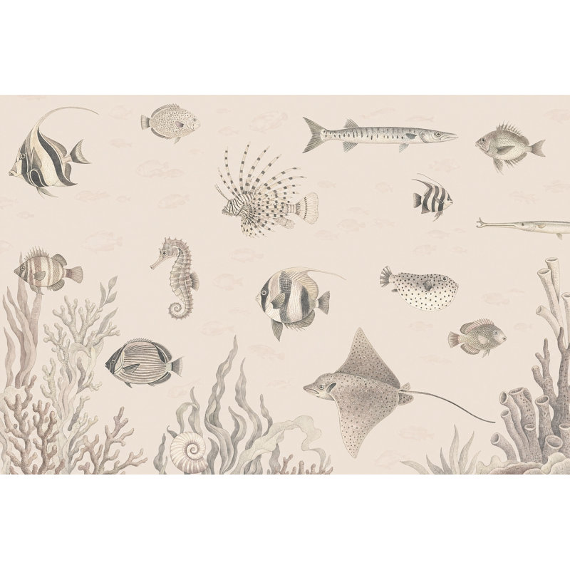 Papier peint marine Vie marine, 160"x108", Peel and Stick