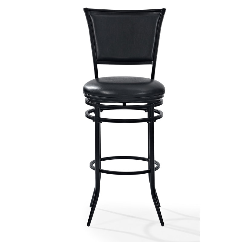 Massena Swivel Upholstered Counter Stool with Metal Frame, Black, Bar Stool (30" Seat Height)