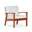 Chaise à assise profonde en eucalyptus, finition huilée naturelle, coussins bourgogne-262619493-262619492