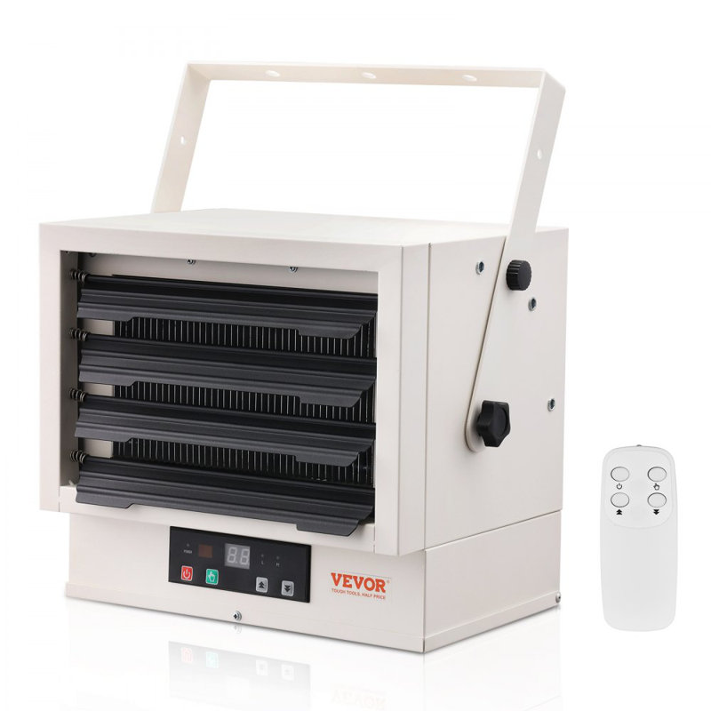 Electric Garage Heater, 5000-Watt Digital Fan-Forced Wall/Ceiling Mount Shop Heater, with Remote Control Overheat Protection, Hardwired Heater with 9-Hour Timer, Ideal for Workshop, ETL Listed