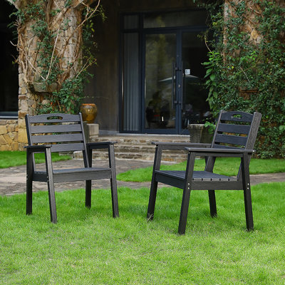 Ensemble de chaises de terrasse d'extérieur DPE, nécessitant peu d'entretien - pour les jardins, les cours et les terrasses - Noir (dossier)