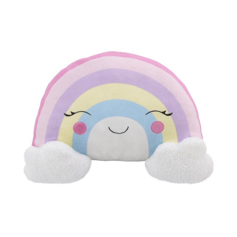 Little Love by NoJo Rainbow Shaped Plush Sherpa Decorative Pillow with Clouds
