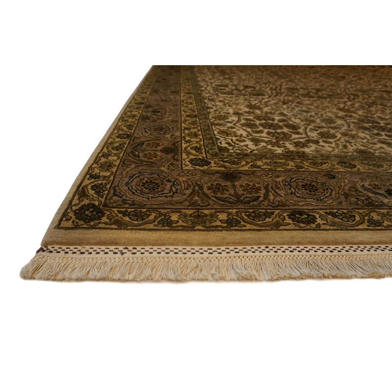 Extravagance Hand Knotted Area Rug in Sand/Aubergine, Rectangle 8' x 10'
