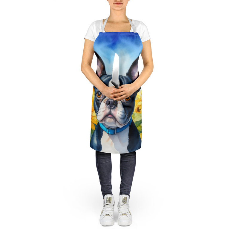Boston Terrier en tablier tournesols