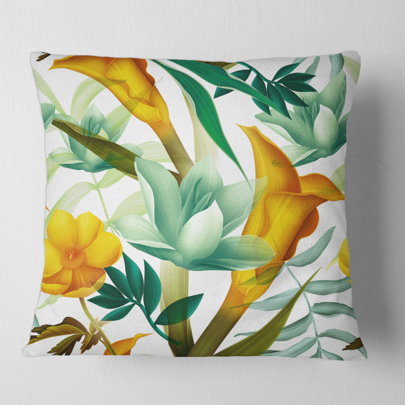 Housse et insert de coussin carré Tropical Foliage and Flowers III, 16" x 16"