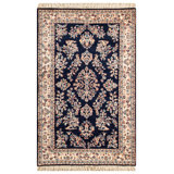 Hand-Knotted High-Quality Blue and Ivory Area Rug