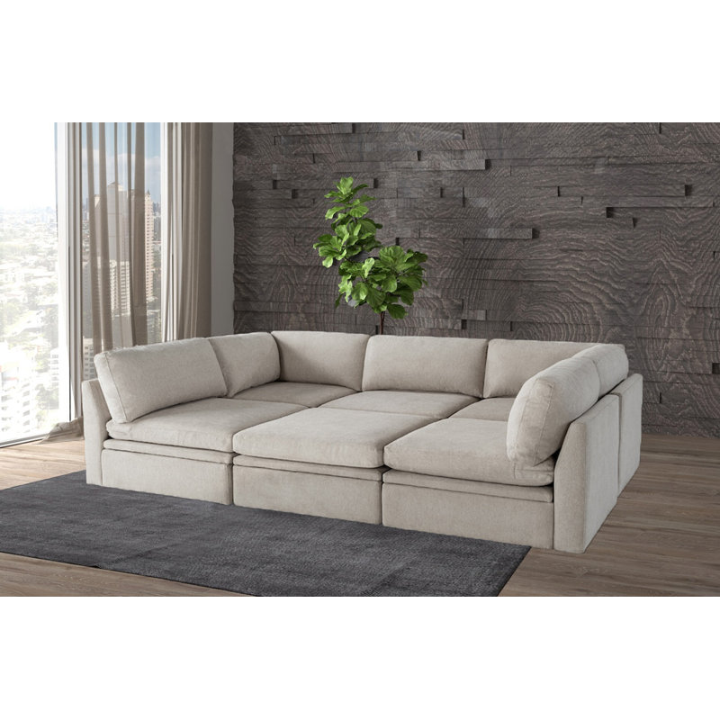 Canapé-lit modulaire en tissu 6 pièces 6 pièces, Polyester beige
