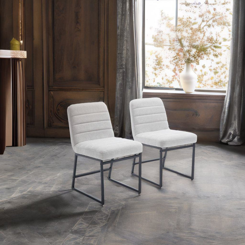 2-Piece Cream Dining Chairs, Gris