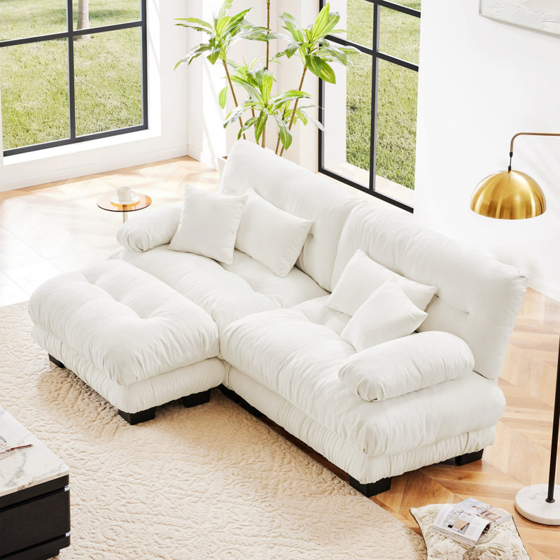Canapé modulaire Couch, canapé 2 places avec 4 coussins, canapé rembourré avec repose-pieds convertible, canapé moderne pour la maison