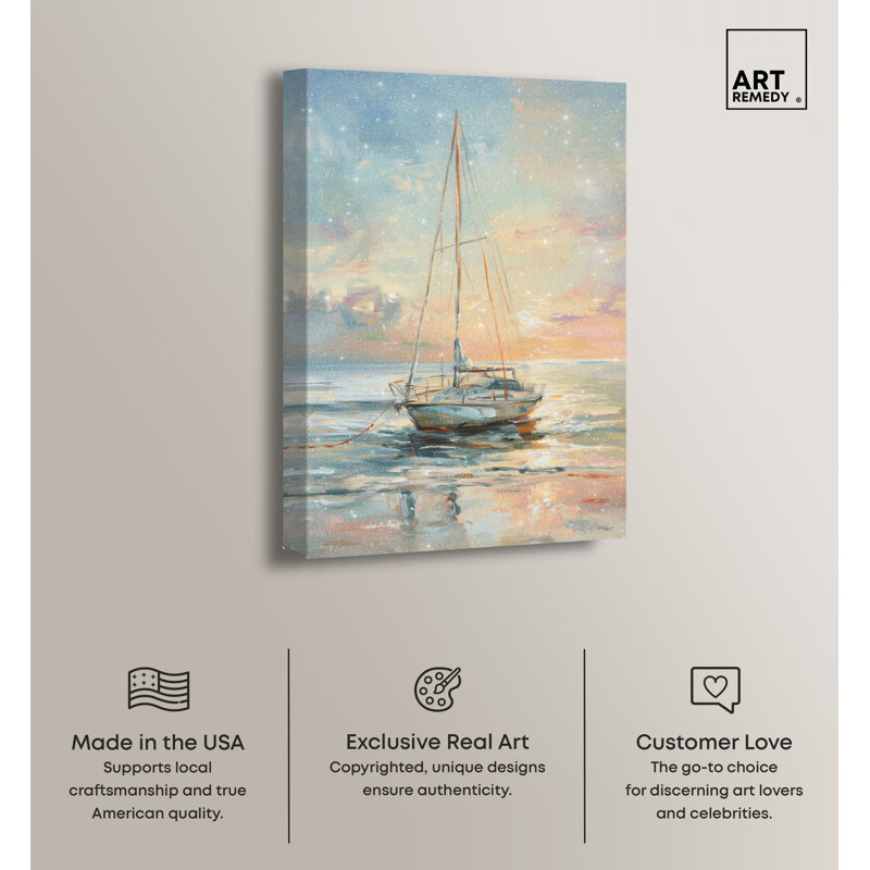 Sunset Sailboat on Canvas Wall Art, 16" x 24", Gallery Wrapped