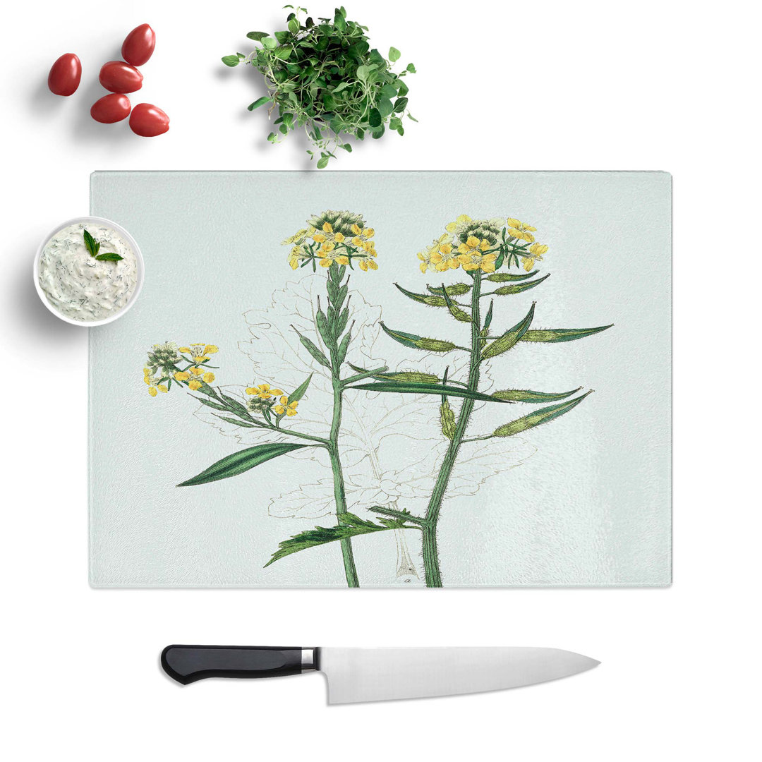 Tempered Glass Flowers Illustration Chopping Board
