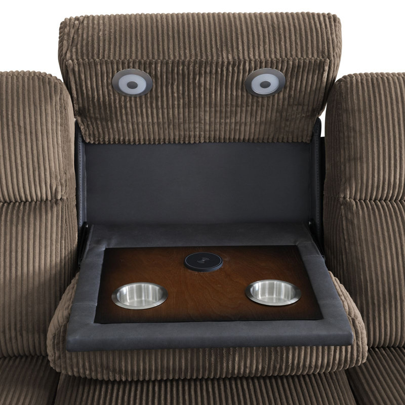 Ensemble de canapé inclinable 3 pièces en tissu technique gris noir Oslo avec charge USB, sans fil et lumière DEL Oslo