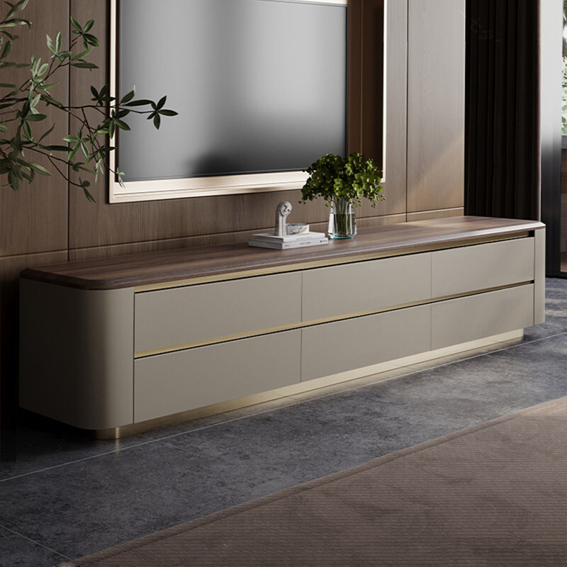 Light luxury solid wood TV cabinet for living room, 23.6"H x 86.6"L x 15.7"W