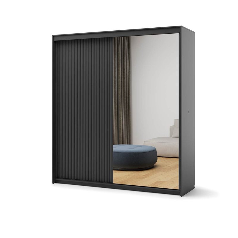 2 Door Manufactured Wood Wardrobe, Black
