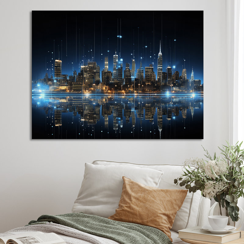 New York Futuristic Blueprint I, reproduction d'art sur toile, H 12 po x l 20 po, Toile tendue