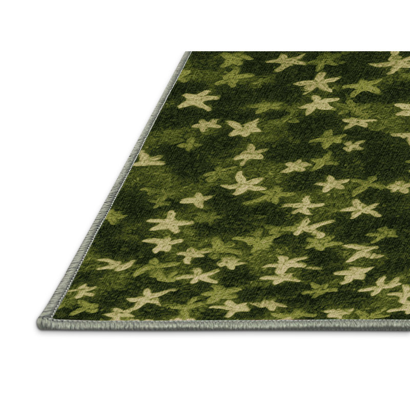 Tapis vert botanique lavable à la machine, Rectangle 7 pi x 9 pi