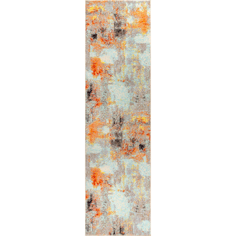 Tapis crème / orange Lasley, Tapis de couloir 2 pi 3 po x 8 pi