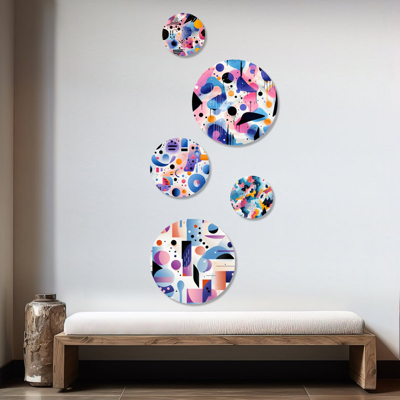 Dailah - Ensemble d'art mural géométrique moderne rond de 5