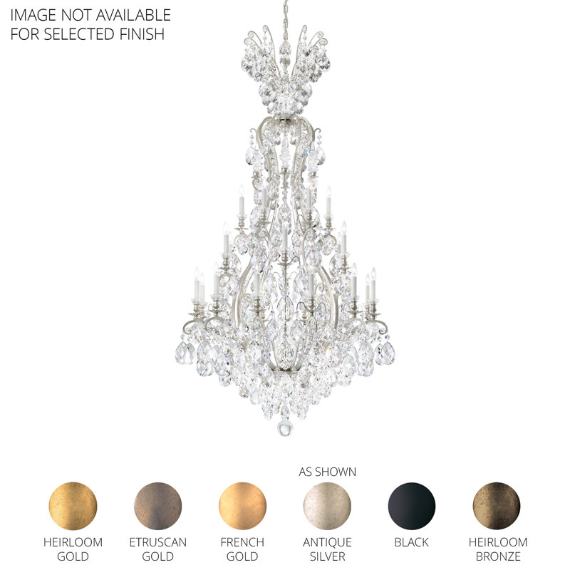 Renaissance 24 - Light Glass Chandelier, French Gold, Clear Heritage 